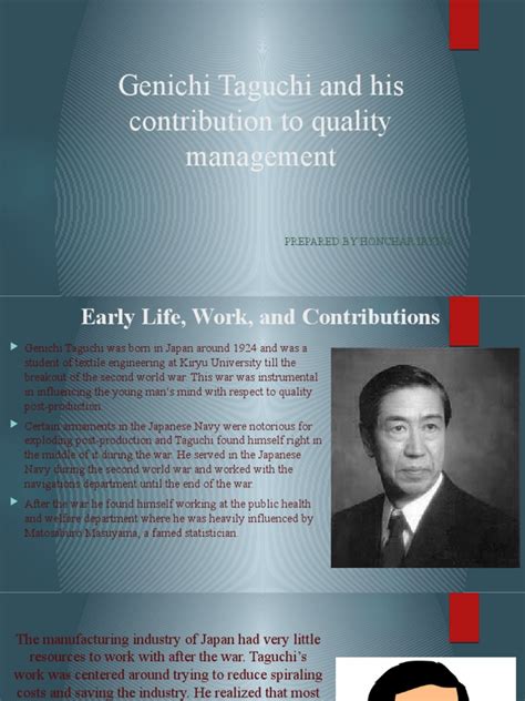 genichi taguchi contribution to quality management|Genichi Taguchi .